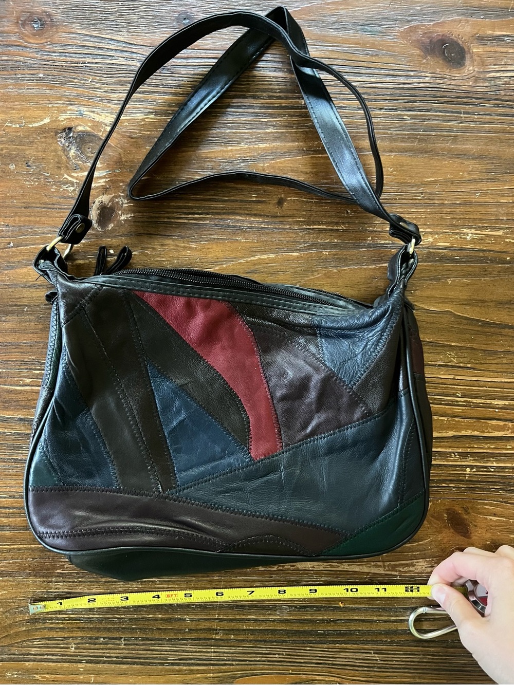 Women’s Black Multi-Color Patchwork Leather Shoulder Bag